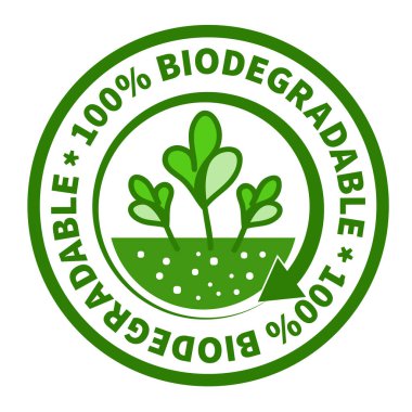 One hundred percent biodegradable label. clipart