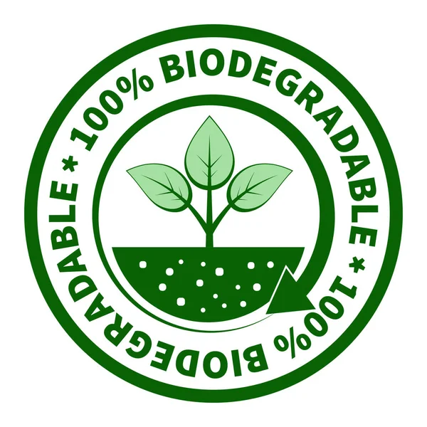 Etiqueta Cien Por Cien Biodegradable — Archivo Imágenes Vectoriales