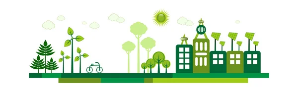 Yeşil Eko Şehri Yaşam Konsepti — Stok Vektör