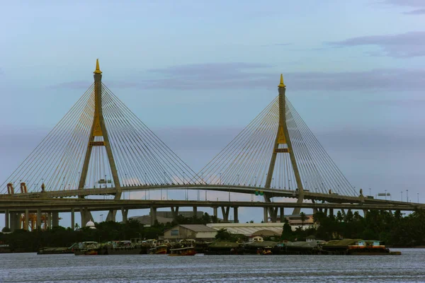 View Suspension Bridge Choa Phraya River Bangkok Thailand — Stock Photo, Image