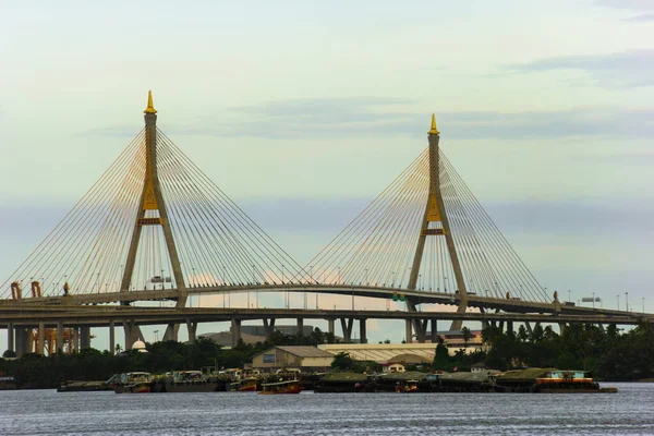 Uitzicht Hangbrug Choa Phraya Rivier Bangkok Thailand — Stockfoto