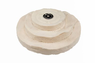 Kumaş tampon tekerleği beyaz arkaplanda izole edildi