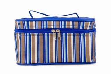 Çizgili Mavi El Çantası Beyaz Arkaplanda İzole Edildi