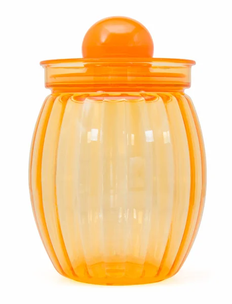 白色隔离的橙色塑料容器 — 图库照片