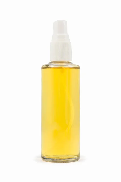 Frasco Perfume Amarelo Isolado Sobre Fundo Branco — Fotografia de Stock