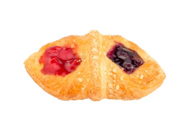 Beyaz arka planda meyveli Danimarka çöreği