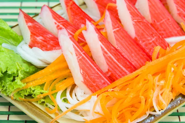 Palo Cangrejo Con Verduras Frescas Plato — Foto de Stock