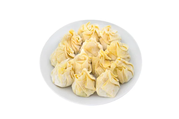 Siomai Rauw Gestoomd Varkensvlees Knoedels Witte Achtergrond — Stockfoto