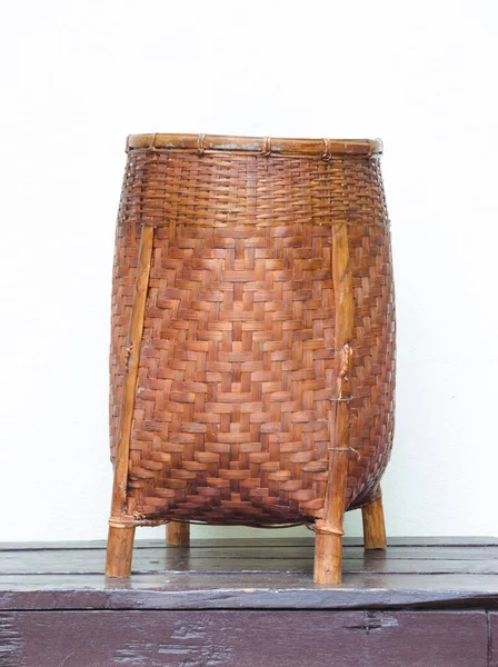 Wooden Basket Wooden Table — Stock Photo, Image