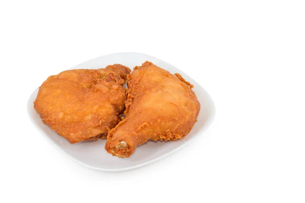 Gambe Pollo Fritte Piatto Bianco — Foto Stock