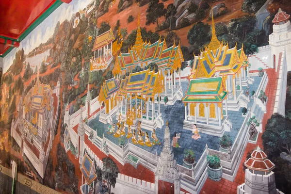 Bangkok Tajlandia Jan Malowidła Ramajany Wat Phra Kaew Stycznia 2015 — Zdjęcie stockowe