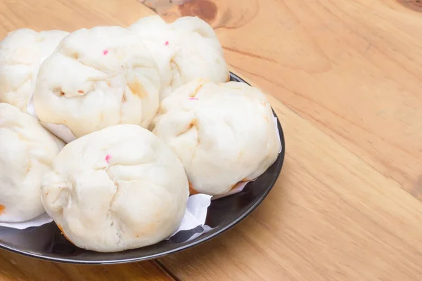 Chinese Steamed Buns Wood Background — Stock Photo, Image