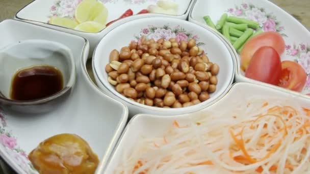 Ingrédient Salade Papaye Som Tum Aliment Thaï Traditionnel — Video