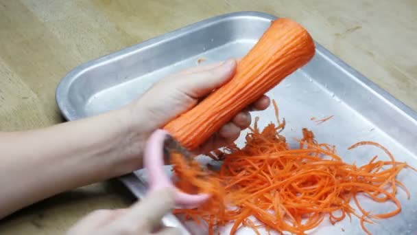 Carrot Slicer Hands — Stock Video