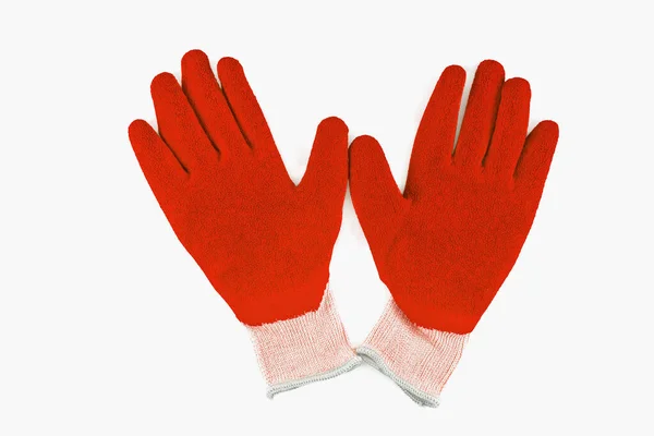 Красные Резиновые Перчатки Белом Фоне — стоковое фото