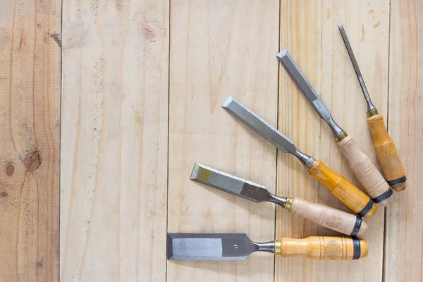 Carpenter Chisel Wood Background — Stock Photo, Image