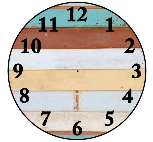 Criar Relógio Com Fundos Madeira Isolado Branco — Fotografia de Stock