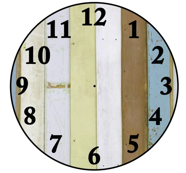 Erstellen Sie Eine Uhr Mit Holzhintergründen Isoliert Auf Weiß — Stockfoto