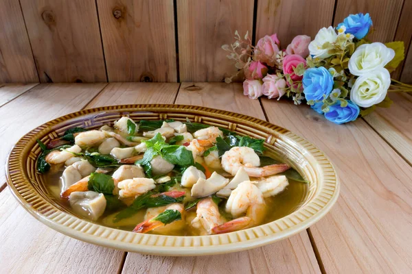 Tom Yum Kung Sopa Picante Com Camarão Cozinha Tailandesa — Fotografia de Stock