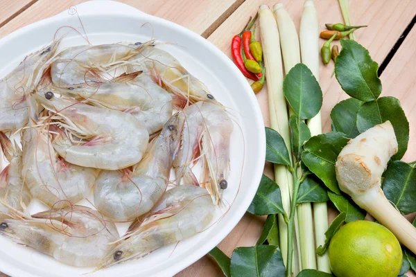 Ingredient Tom Yum Kung Spicy Soup Shrimp Thai Cuisine — Stock Photo, Image