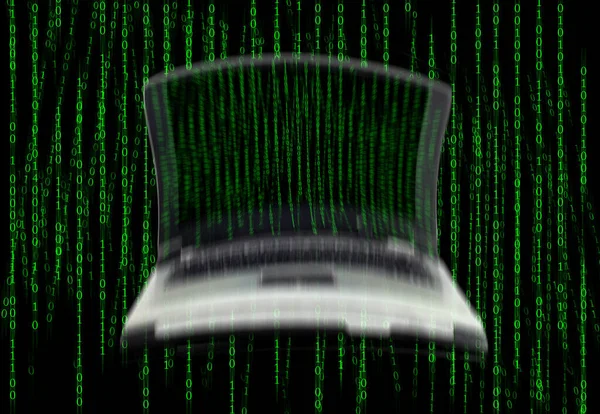 Hantu Komputer Dengan Kode Biner Dari Monitor — Stok Foto