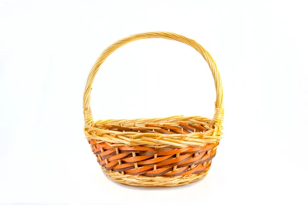 Wicker Basket Isolated White Background — Stock Photo, Image