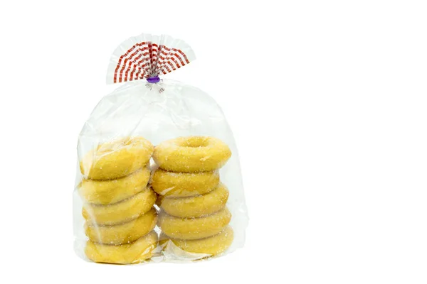 Pacote Rosquinhas Isoladas Fundo Branco — Fotografia de Stock