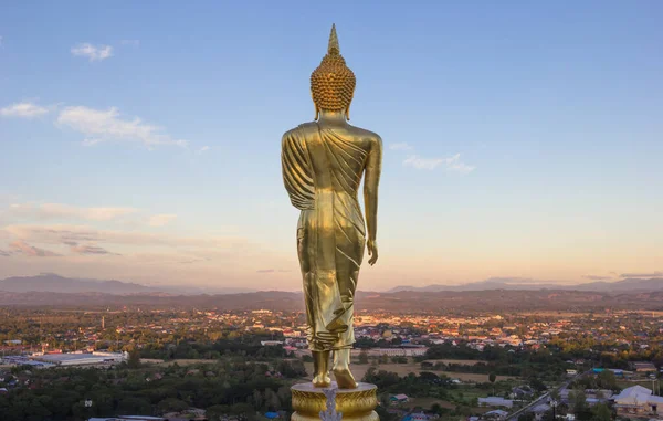 Sera Statua Buddha Dorata Nel Tempio Khao Noi Provincia Nan — Foto Stock