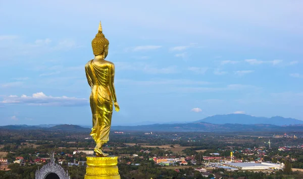 Sera Statua Buddha Dorata Nel Tempio Khao Noi Provincia Nan — Foto Stock