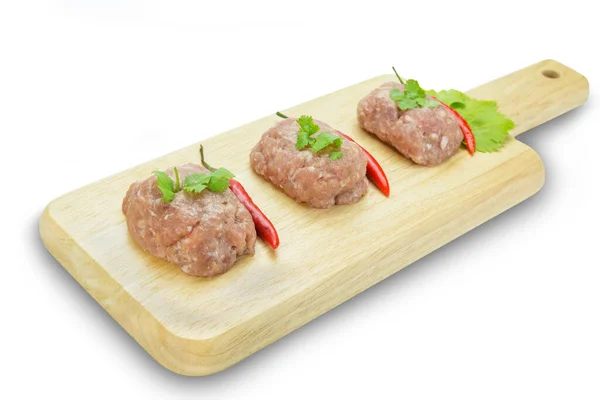 Raw Minced Pork Cutting Board Clipping Path — Stock Photo, Image