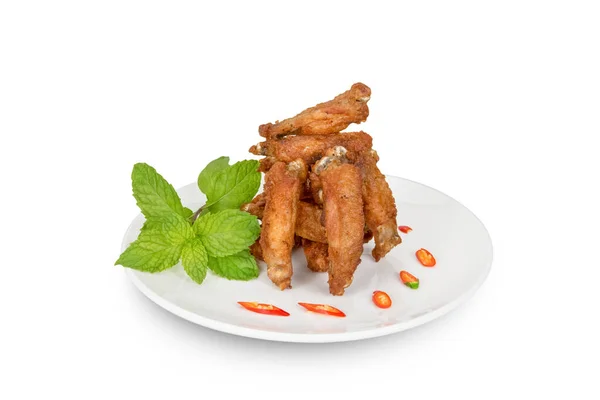 Fried Parts Chicken Wings Isolated White Clipping Path — Stock Photo, Image