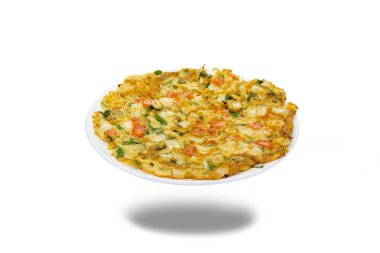 Soğan yaprağı ve domatesli omlet, kırpma yolu.