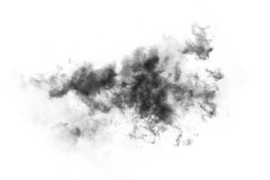 Dokulu Duman, soyut siyah, beyaz arkaplanda izole