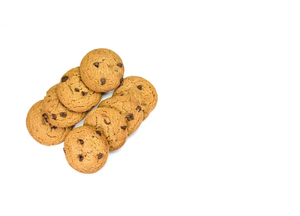 Csokoládé Chip Cookie Elszigetelt Fehér Alapon — Stock Fotó