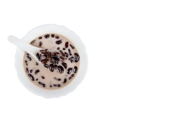 Postre Tailandés Frijoles Negros Leche Coco Camino Recorte — Foto de Stock