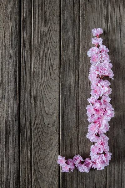 Roze Bloemen Bos Houten Achtergrond — Stockfoto