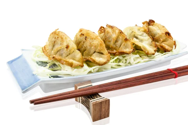 Fried Dumplings Gyoza Isolated White Background Clipping Path Selected Focus — Stock Photo, Image