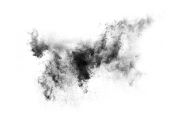 Textured Smoke Abstrait Noir Isolé Sur Fond Blanc — Photo