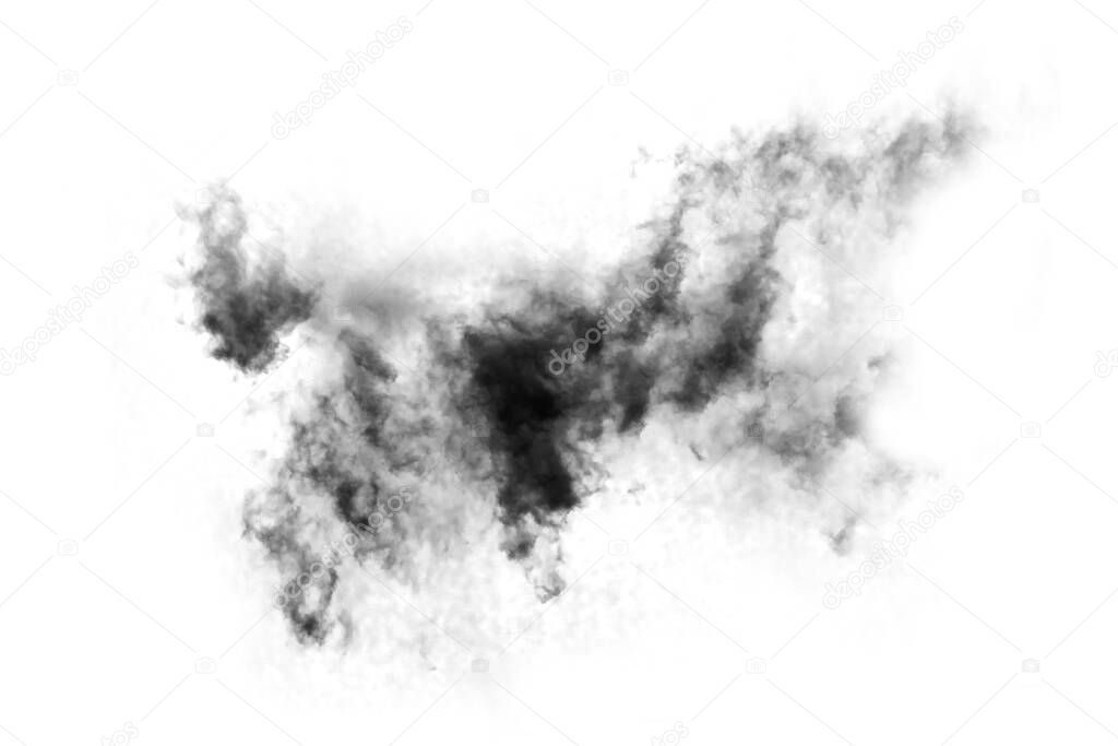 Textured Smoke,Abstract black,isolated on white background