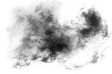 Dokulu Duman, soyut siyah, beyaz arkaplanda izole