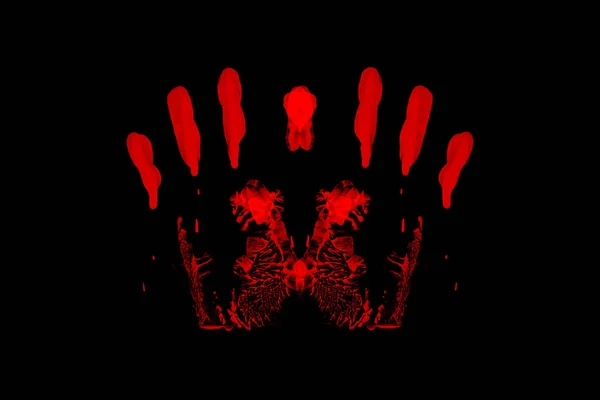 Red Handprint Isolated Black Background — Stock Photo, Image