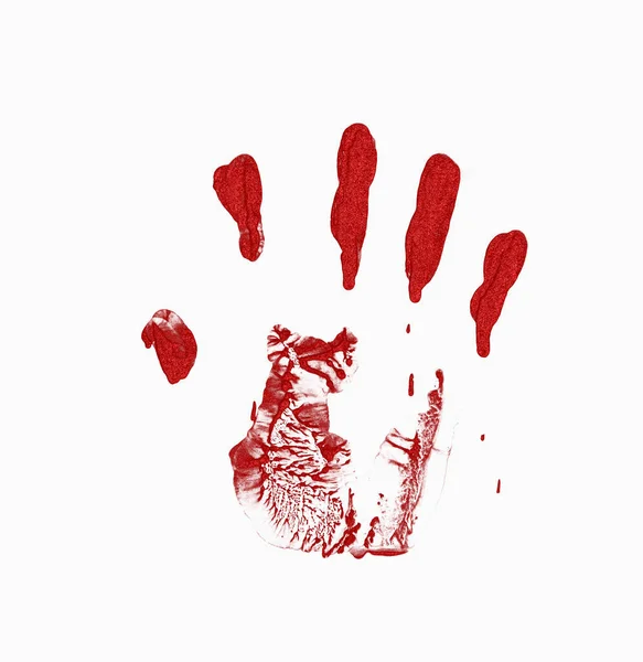 Red Handprint Isolated White Background — Stock Photo, Image