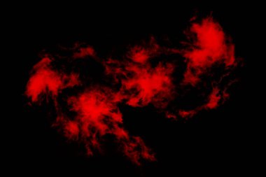 Desenli Duman, soyut kırmızı, siyah arkaplanda izole