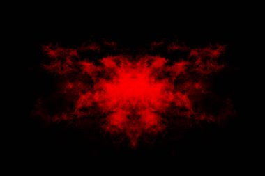 Dokulu bulut, soyut kırmızı, siyah arkaplanda izole.