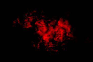 Dokulu bulut, soyut kırmızı, siyah arkaplanda izole.