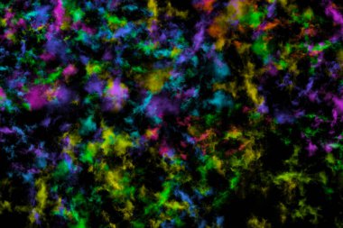 Dokulu Duman, soyut renkli, siyah arkaplanda izole