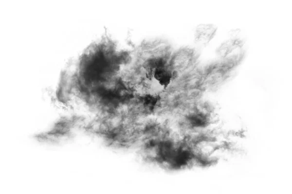 Textured Smoke Abstract Zwart Geïsoleerd Witte Achtergrond — Stockfoto