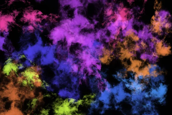 Textured Smoke Abstract Colorful Isolated Black Background — стоковое фото