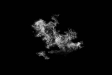 Dokulu bulut, soyut siyah, siyah arkaplanda izole.