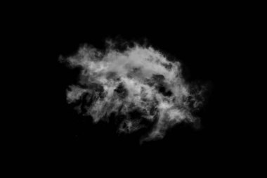 Dokulu bulut, soyut siyah, siyah arkaplanda izole.